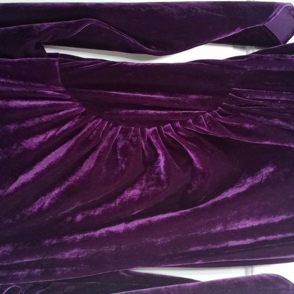 PYRAMID COLLECTION RENAISSANCE ELEGANT DEEP PURPLE VELVET MAXI DRESS SZ L - Picture 9 of 9